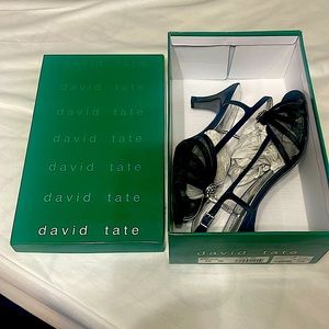 David Tate Cheer Black Satin High Heels